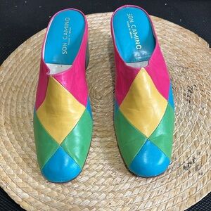Son Camino Leather Patch Fun Colors Y2k Mules Slipon Size 8